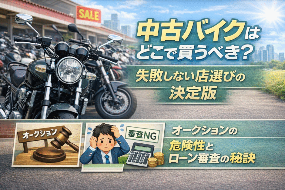 中古バイクはどこで買うべき？失敗しない店選びの決定版｜オークションの危険性とローン審査の秘訣