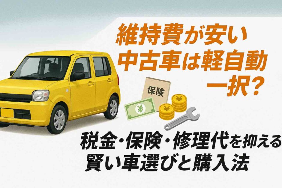 維持費が安い中古車は軽自動車一択？税金・保険・修理代を抑える賢い車選びと購入法