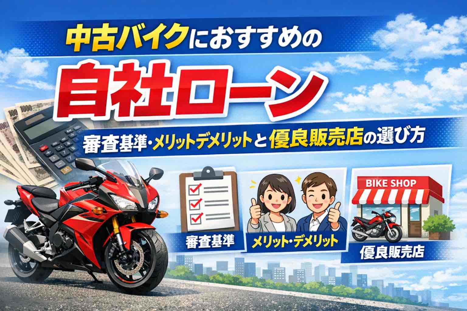 中古バイクにおすすめの自社ローン｜審査基準・メリットデメリットと 